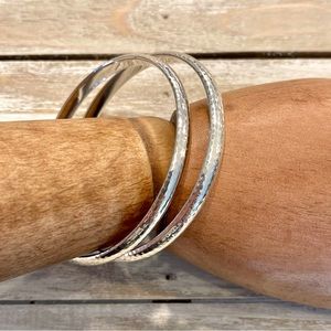 RETIRED B1482 Silpada 925 Sterling Silver Thin Hammered Bangle Bracelet Set